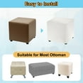 thumbnail image 4 of Stretch Ottoman Cover Rectangular Square Ottoman Slipcover with Elastic for Foot Stool Living Room Bedroom Fit Length 101-127cm / 39.76"-50", L-Large, White, 4 of 6