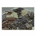 thumbnail image 1 of Chocolate Cutting Board, Pile of Assorted Chocolate Bars Black and White Pieces with Hazelnut, Decorative Tempered Glass Cutting and Serving Board, in 3 Sizes, by Ambesonne, 1 of 2