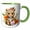 Green/White, variant on 3drose, Pretty Tiger Cub with Flowers Illustration, 11oz Two-tone Green Mug