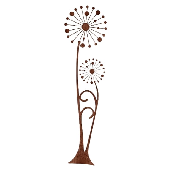 Rusty Dandelions Sculpture Garden Stake Weather Resistant Landscape Plant Stake
