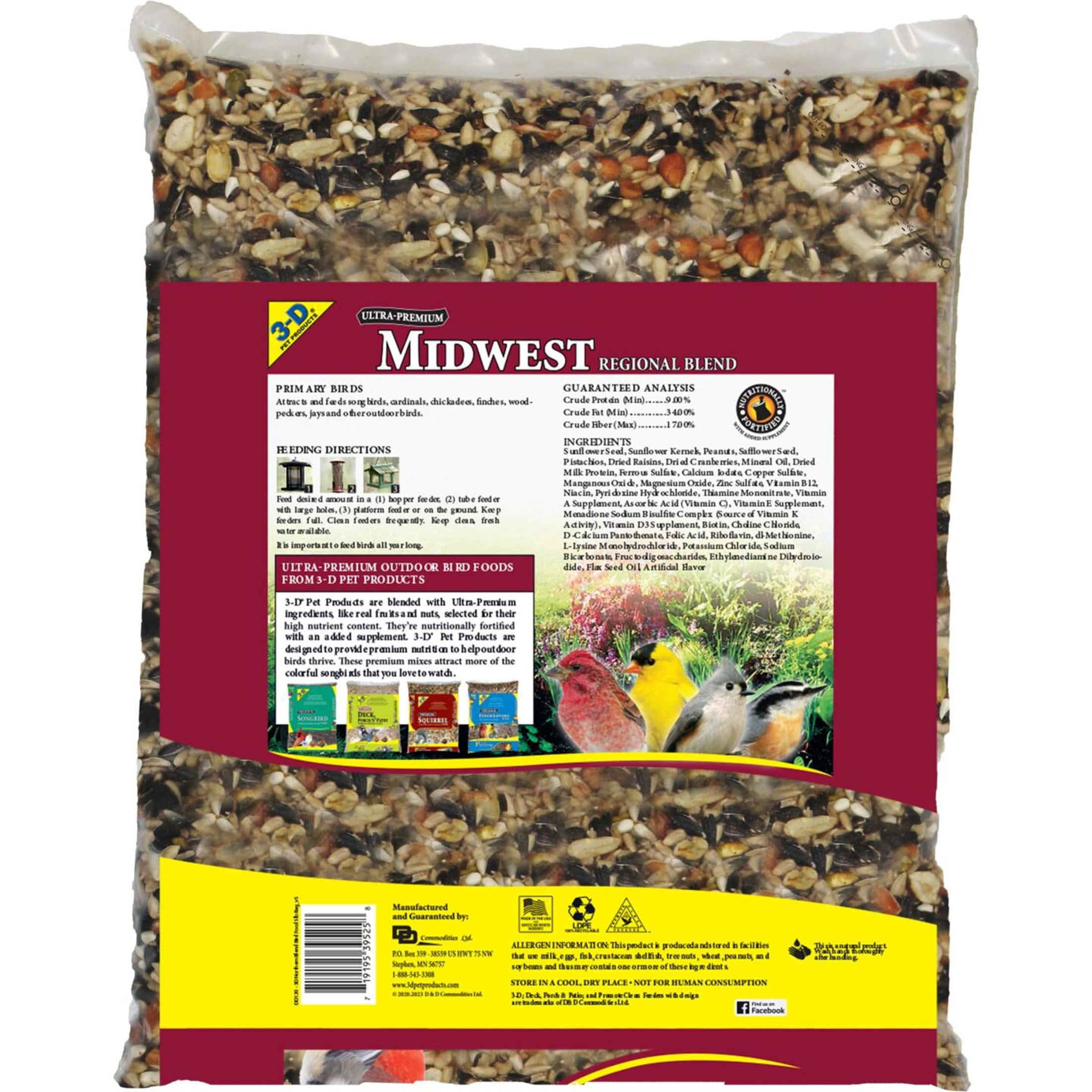 3-D Pet Products Ultra Premium Midwest Region Blend Dry Wild Bird Food, 5 lb. 1 Pack,