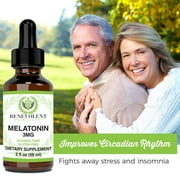 Benevolent Natural Melatonin Liquid 3mg - Nighttime Sleeping Aid for Adults Extra Strength, Raspberry and Vanilla Flavour, Effective Sleep Aid Sublingual Drops, Faster Absorption, Vegetari