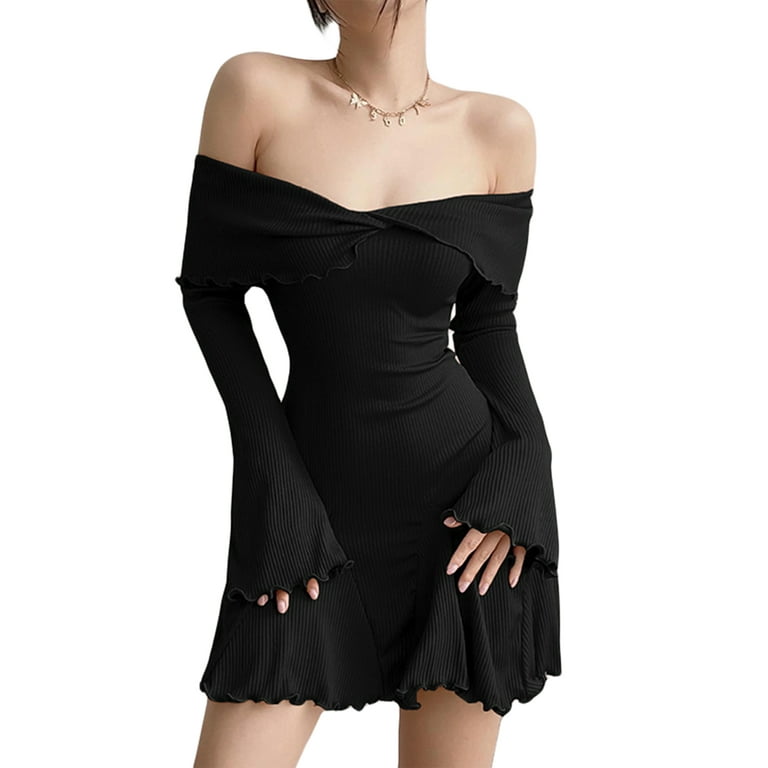 Sexy Slash Neck Short Sleeves Bodycon Dress Sexy Slash Neck Short Sleeves Bodycon Dress