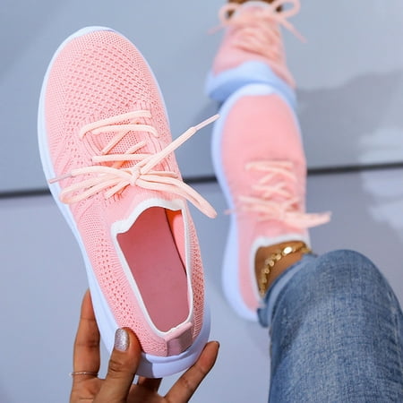 

HIBRO Summer Women s Casual Wedge Lace Up Sport Fashion Mesh Walk Sneakers Shoes