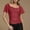 Red, variant on Munlar Blouses for Women Red Square Neckline Hawaiian 2024 Fashion Cute Sequin Short Sleeve Shirts L