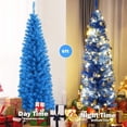 thumbnail image 3 of Patiojoy 6FT Blue Tinsel Artificial Pencil Christmas Tree w/ Sturdy Metal Stand Seasonal Holiday Decoration for Home, Party, 3 of 8
