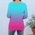 thumbnail image 4 of thefmos Women's 3/4 Sleeve Gradient Pullover Tops Summer V Neck Flowy Casual Blouses Loose Fit Cute Trendy Tshirt Basic Work Clothes, Sky Blue 2XL, 4 of 6