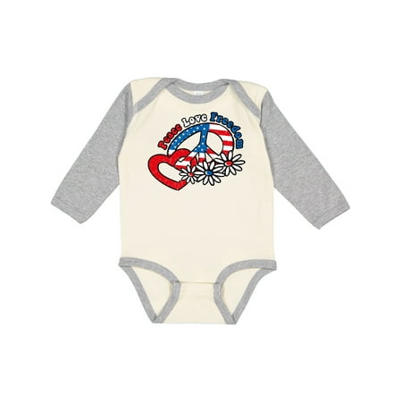 

Inktastic Peace Love Freedom Gift Baby Girl Long Sleeve Bodysuit