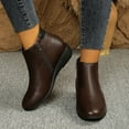 thumbnail image 5 of Roncen Women's Ankle Boots Fall Winter Casual Retro Round Toe Side Zipper Comfortable Wedge Heel Booties - Versatile Chic Slip-On Shoes for Daily Wear, 5 of 8