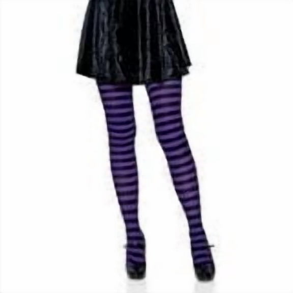Leg Avenue Women's Nylon Striped Tights, Black/Purple, One Size
