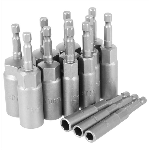Juego Llaves Vaso Hexagonales 14 Piezas, Kit Adaptador Llave Profundidad 6-19 mm Puntas Destornillador para Tuercas VáStago Hexagonal Colocador Cambio RáPido
