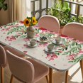thumbnail image 3 of Valentine's Day Table Cloths for 4 Foot Rectangle Tables, Pink Red Roses Love Heart Eucalyptus Burlap Patio Waterproof Elastic Fitted Tablecloths, Washable Rectangular Table Cover for Camping, 3 of 8
