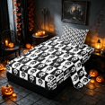 thumbnail image 2 of Homewish Ghost Face Checkered Twin Sheets, Halloween Spooky Grid Bedding, Black White, 3 Pieces (1 Flat Sheet, 1 Fitted Sheet and 1 Pillowcase), 2 of 6