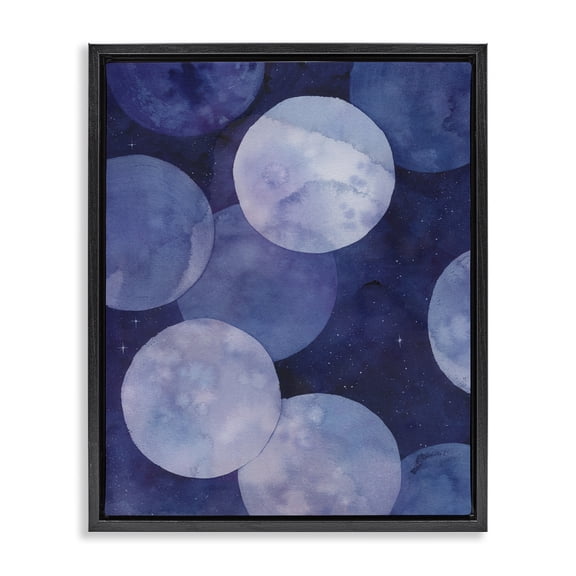 Stupell Industries Contemporary Layered Circles in Space Black Floating Frame Canvas Art, 17 x 21, by Grace Popp