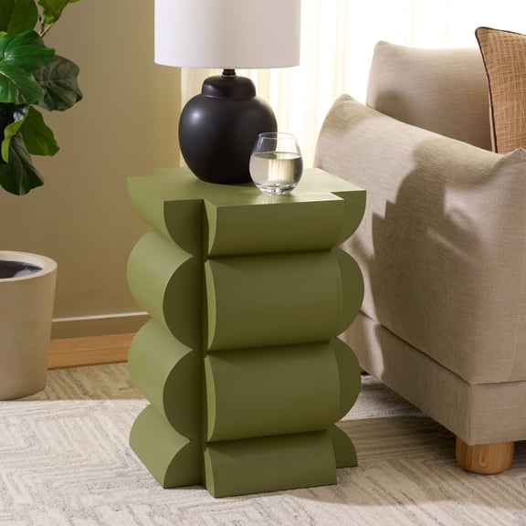 Safavieh Lappell Wood Modern Free Form End Table, Olive Green