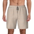 thumbnail image 2 of Picia Brown Gingham pattern Mens Swim Trunks with Compression Liner Stretch Beach Shorts Quick Dry with Zipper Pockets No-Chafing Board Shorts-Small, 2 of 9