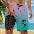 thumbnail image 2 of Swim Trunk For Men's Gradient Blue Coconut Tree Quick Dry 2 In 1 Bathing Suit Swimming Board Shorts Mesh Lining Pink S, 2 of 4