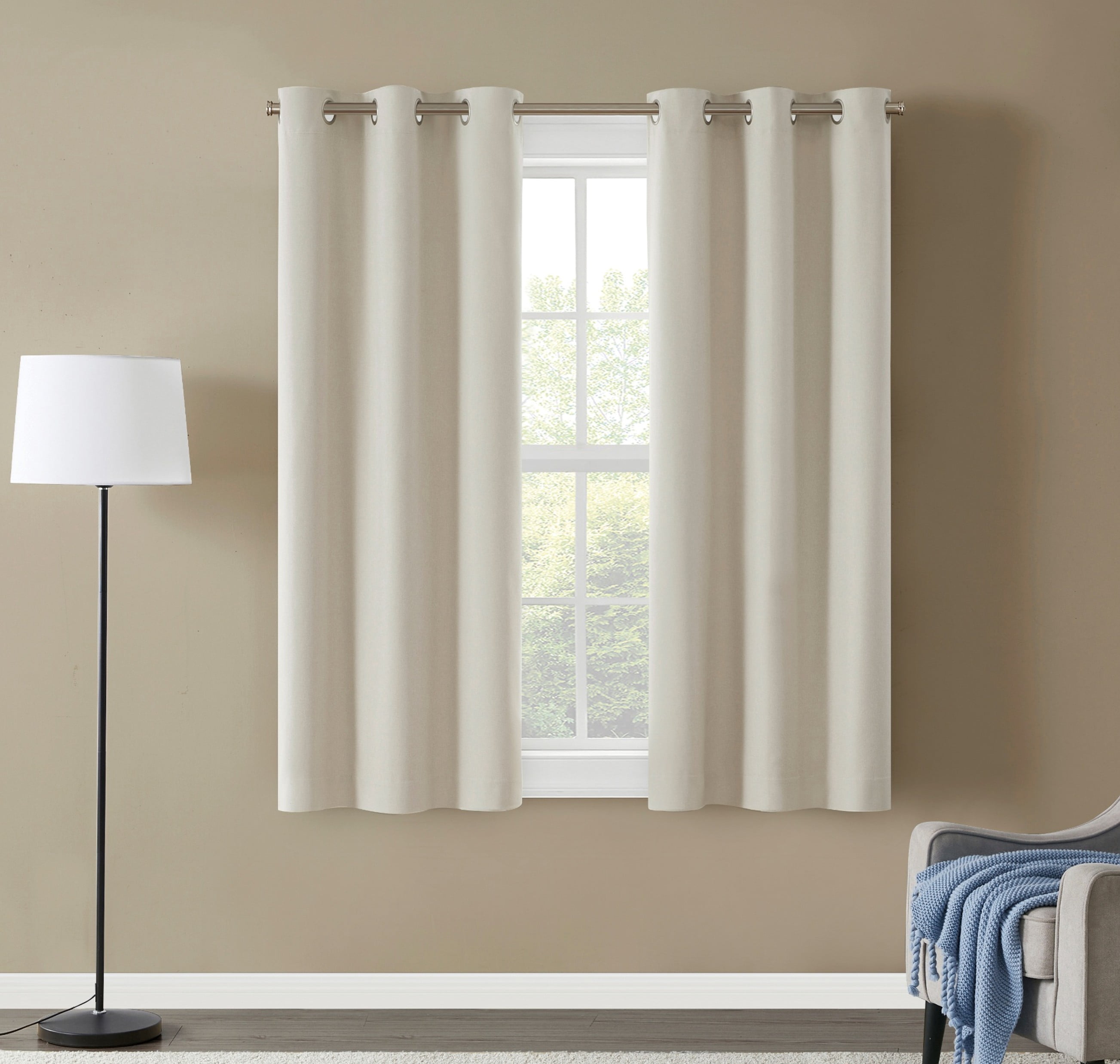 (3 pack) Eclipse Corte Solid Blackout Curtains, Set of 2, 63 Inch Long Blackout Curtains, 37" W x 63" L, Vanilla