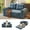Blue, variant on BedLuxury 55" Foldable Loveseat Futon Sofa Bed with Cup Holder & Storage Pocket, Sleeper Couch, Space Saving, Chenille Black