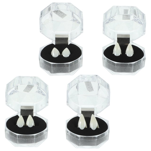 4 pares de colmillos personalizados para cosplay, dentaduras postizas para fiesta de Halloween (4 pares, 13 mm, 15 mm, 17 mm y 19 mm)