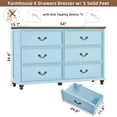 thumbnail image 2 of Joaxswe 6 Drawers Dresser for Bedroom, 54" Wide Wood Chest of Drawers w/Antique Brass Tone Handle, for Bedroom, Living Room, Light Blue, 2 of 9