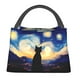 thumbnail image 1 of Fotbe Cat Under Starry Skies Bolsa Térmica Portátil con Estampado, Bolsa de Entrega de Alimentos Aislada, Bolsa Reutilizable de Gran Capacidad para Comidas y Supermercado, 1 of 6