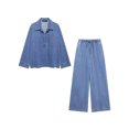 thumbnail image 2 of HH TRAF 2024 Otoño Moda Mujer Trajes de pantalón vaquero Jersey de manga larga liso + Pantalón largo de pierna ancha elegante salvaje femenino, 2 of 5