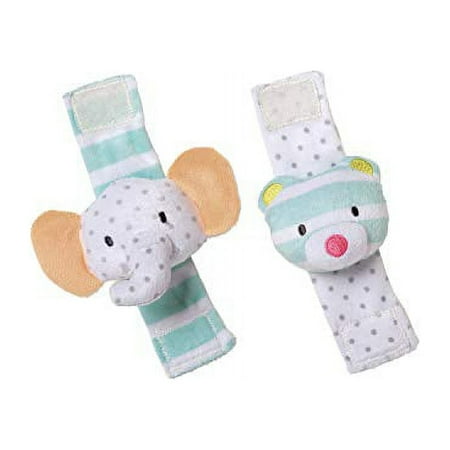 Manhattan Toy Playtime Plush Toy, Elephant & Bear Wrist Rattle