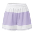thumbnail image 6 of Women's Striped Shorts Suit V Neck Oversized Shirt and Shorts Casual Summer Activewear 2 Piece Set Purple XXL, 6 of 6