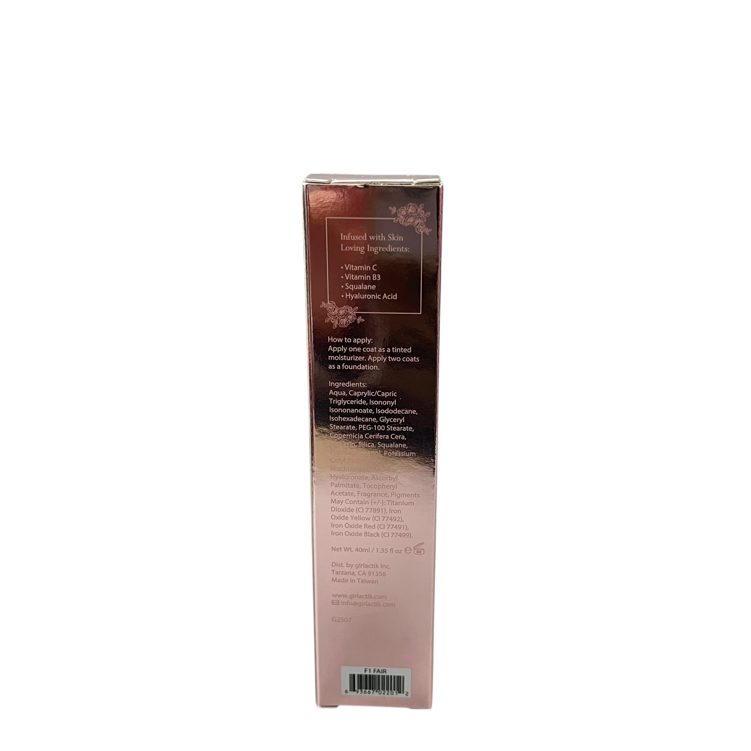 Girlactik 2 In 1 Luminous Tint Foundation F1 Fair 1.35 fl oz
