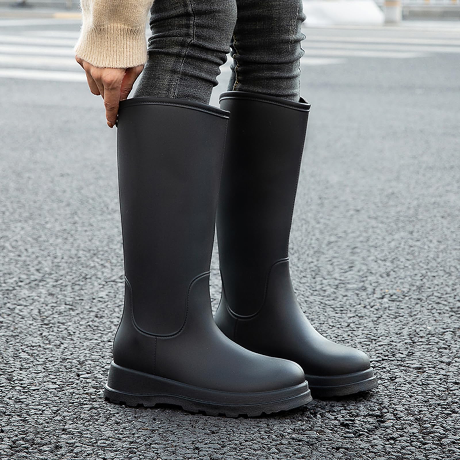 AUXDIQ Rain Shoes Women Mid-calf Boots Waterproof Rain Boots Outdoor Garden Shoes