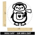 thumbnail image 2 of Winter Penguin with Hot Chocolate Heart Mug Self-Inking Rubber Stamp Ink Stamper - Yellow Ink - Medium 1 Inch, 2 of 7