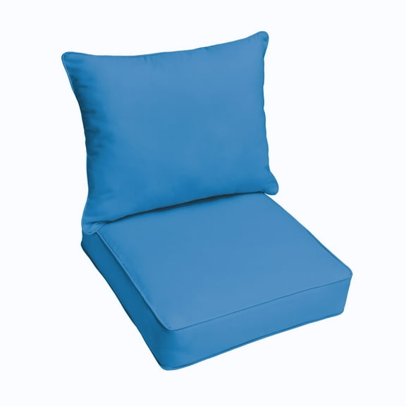 Light Blue Indoor/Outdoor Deep Seating Pillow and Cushion Set, Corded