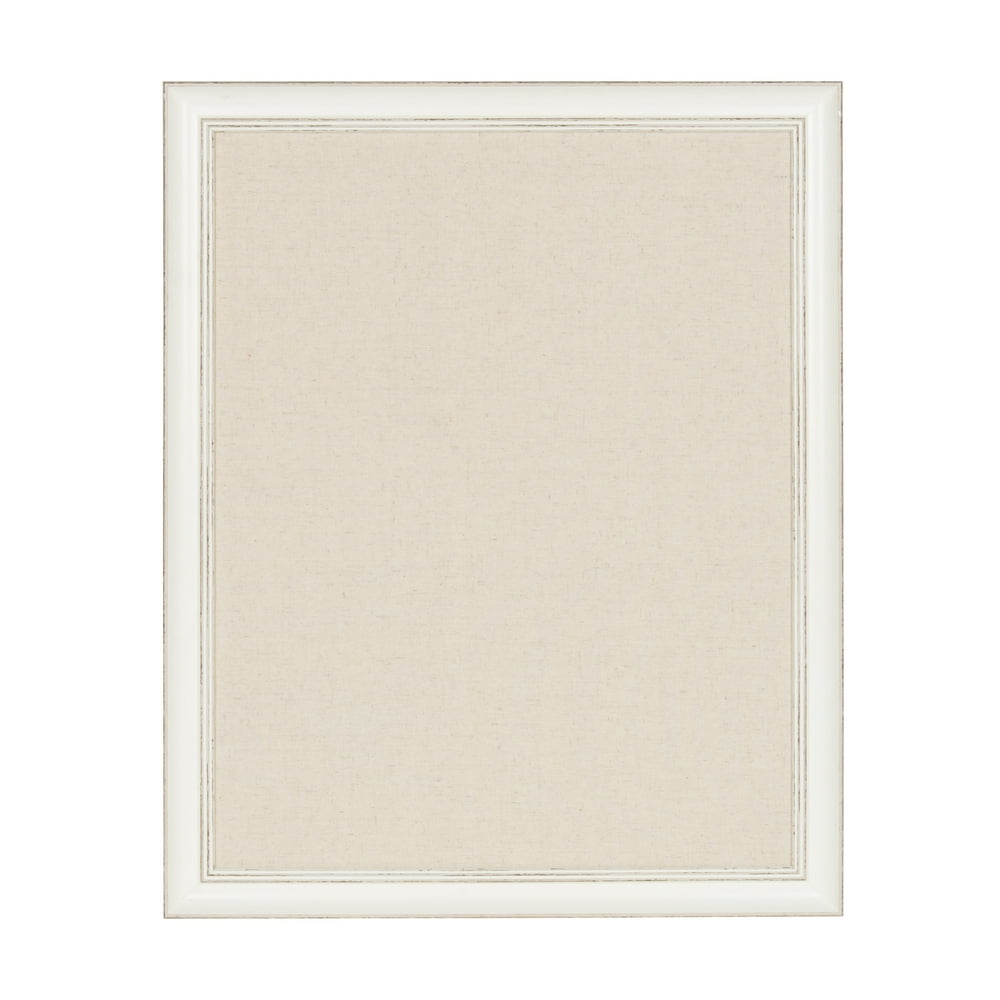 DesignOvation Macon Framed Linen Fabric Pinboard, 23x29, Soft White ...