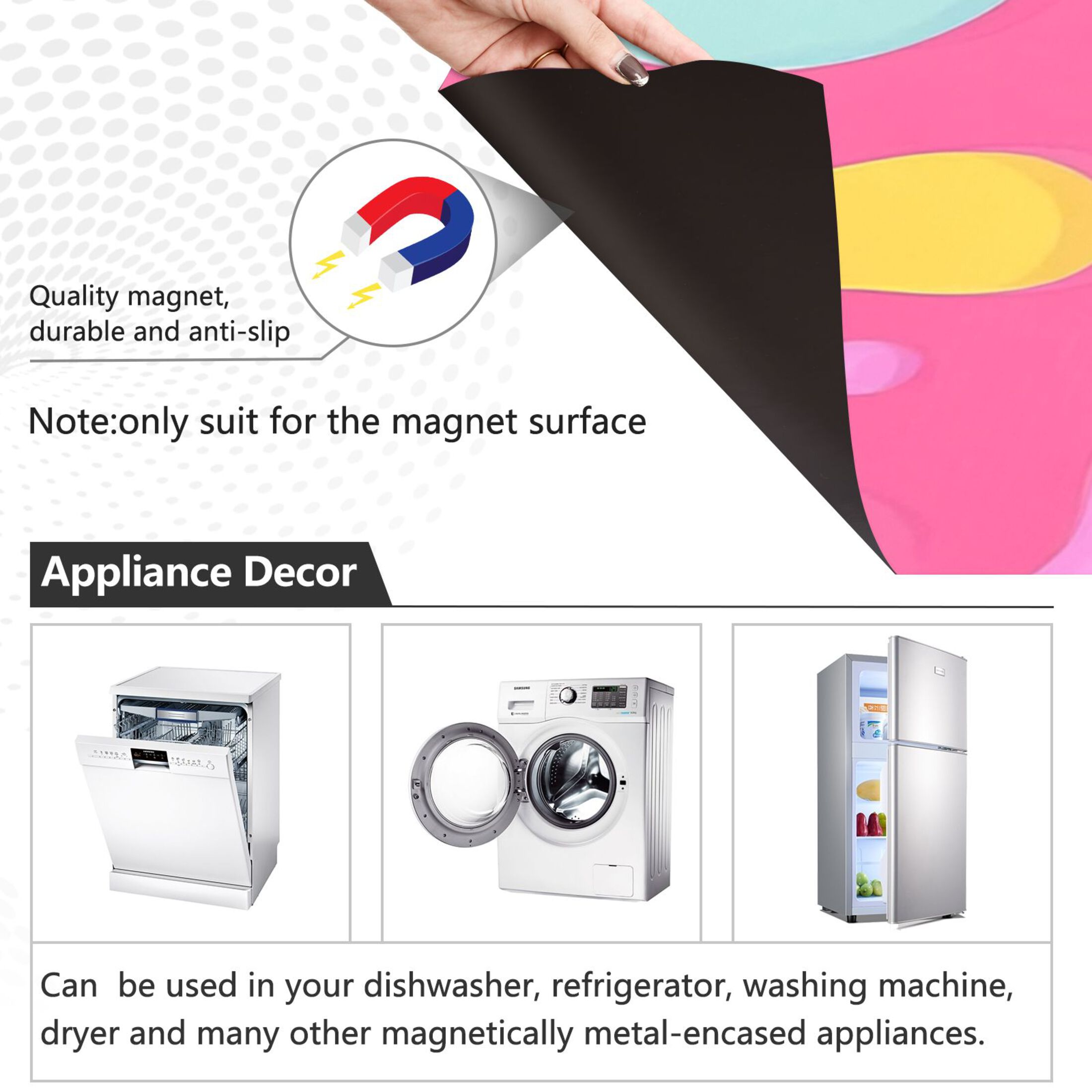 IAUYY Magnetic decorative sticker - 23x26 Inch PVC Refrigerator Decorative Cover, Removable DIY Art for Kitchen Appliances Colorful Liquid Shapes