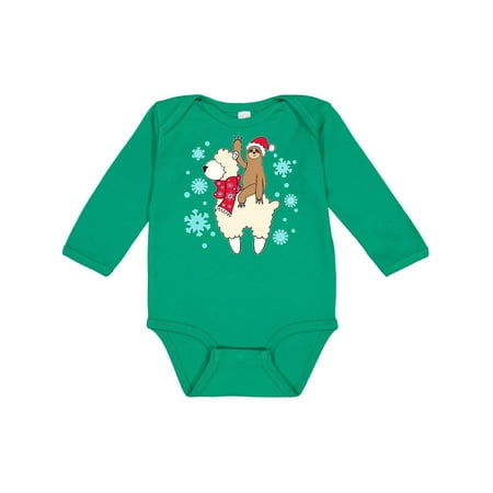 

Inktastic Christmas Cute Sloth and Llama Gift Baby Boy or Baby Girl Long Sleeve Bodysuit