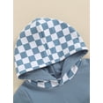 thumbnail image 5 of Suealasg Toddler Baby Boys Girls Summer 2Pcs Clothes 6M 1T 2T 3T Kids Casual Short Sleeve Checkerboard Print Hooded T-shirt Tops+ Elastic Waist Shorts Set, 5 of 9