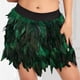 thumbnail image 3 of Gibobby faldas largas de mujer casuales Falda corta de medio cuerpo con plumas para mujer, ropa para el escenario europea y americana(Verde， L), 3 of 4
