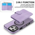 thumbnail image 6 of Decase for iPhone 14 Pro Flip PU Leather Back Cover with 2-in-1 Detachable Magnetic Wallet with 5 Card Slots Compatible Mag-Safe and RFlD Blocking Kickstand and Wireless Charging,Purple, 6 of 8