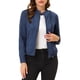 thumbnail image 1 of Chaqueta de moto con cuello alzado y cierre para mujer INSPIRE CHIC, ligera, talla XL, azul oscuro, 1 of 7