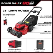 PowerSmart 80V 21 Cordless Lawn Mower, 3-in-1 Brushless Electric Lawn Mower with 6.0Ah Battery and Charger