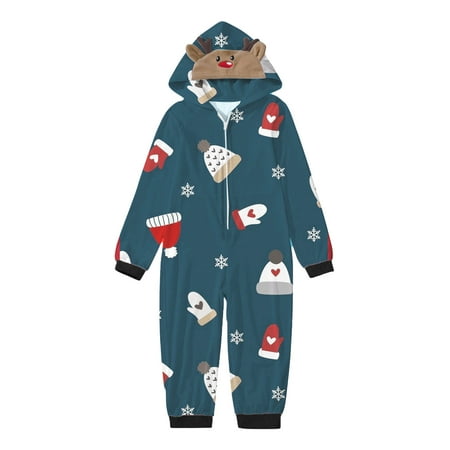 

Matching Family Outfits Autumn Winter Christmas Printed Long Sleeve Jumpsuit For Parent Child Matching Friends Party Casual Family Matching Pajamas Blue 6Y