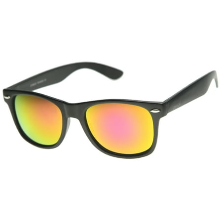 zeroUV - Matte Finish Color Mirror Lens Large Square Horn Rimmed Sunglasses - 55mm
