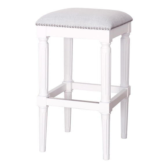 Banqueta de Bar New Ridge 79 cm Altura Blanca Tapizada Estilo Campestre