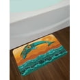 thumbnail image 2 of Oriental Bath Mat, Dolphin Sea and Sun with Ornamental Motifs and Details Composition Art, Plush Bathroom Decor Mat with Non Slip Backing, 29.5" X 17.5", Dark Teal Multicolor, by Ambesonne, 2 of 2