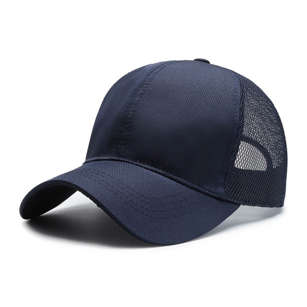 Gorra de béisbol Qarigey de talla grande para hombre ajustable transpirable estilo deportivo malla Azul marino