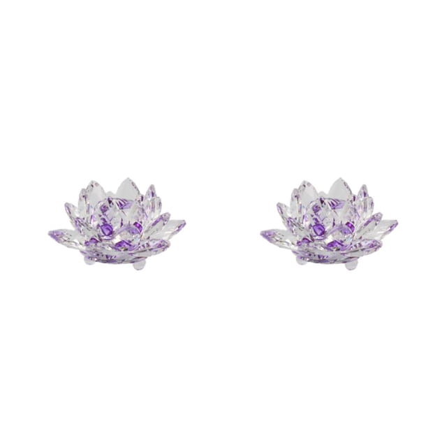 Advancent Cristal fino Flor de loto Piedras naturales Pisapapeles Feng Shui Esfera Cristales Flores Adornos Hogar Púrpura Púrpura 2piezas
