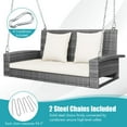 thumbnail image 6 of Patiojoy Outdoor Porch Swing Bench, Patio Wicker Hanging Swing with Rustproof Chains & Comfortable Cushions Off White, 6 of 9