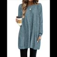 thumbnail image 1 of Camisas de Larga para Mujer Suéteres Largos con Bolsillos Tops Tipo Túnica Corte Holgado Azul XXL, 1 of 8