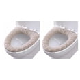 thumbnail image 3 of Cateissary 2020 nueva cómoda cubierta de asiento de inodoro de terciopelo Coral para baño, cubierta de inodoro de invierno, alfombrilla lavable beige 2piezas, 3 of 6